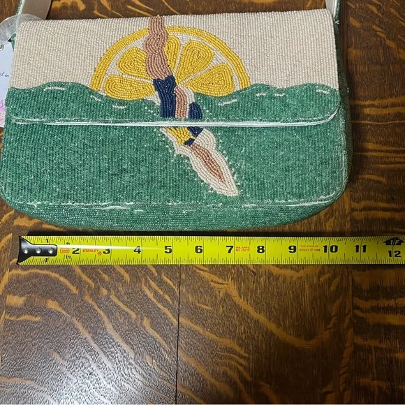 Hand Crafted in India VIRAL Beaded Cream Shoulder Bag with Lemon Diver NWT - Picture 6 of 7